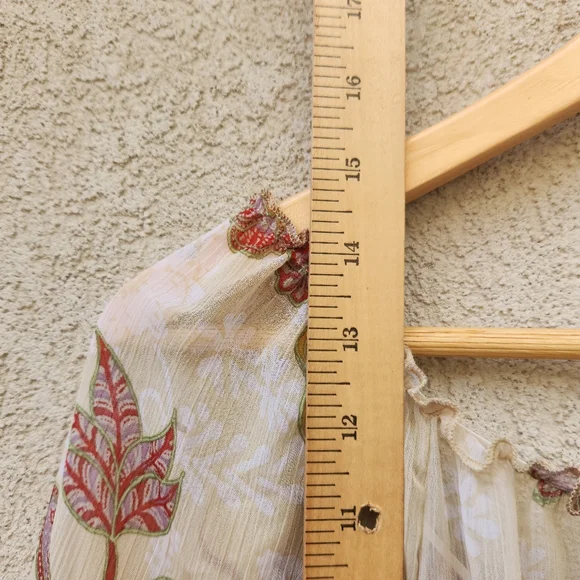 FIG & FLOWER Maxi Dress Women's Large Petite Prarie Tiered Chiffon Boho Puff Slv - Picture 13 of 14